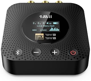 1Mii B06HD+ Hi-Res LDAC Bluetooth 5.3 Receiver for Home Stereo, Hi-Fi Bluetooth Audio Adapter w/Display, Built-in Audiophile DAC, aptX HD Low Latency, RCA Optical Coaxial for Old Stereo Receiver