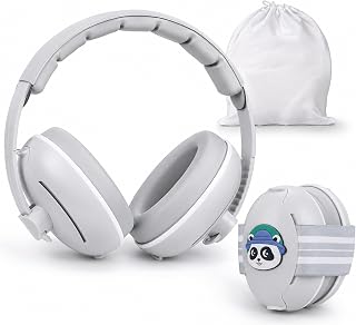 2-in-1 Baby Ear Muffs for Noise Reduction, Ear Protection Earmuffs with Adjustable Headband for Babies and Toddlers 0 to 48 Months, Noise Cancelling Headphones Ideal Infant Airplane, Travel