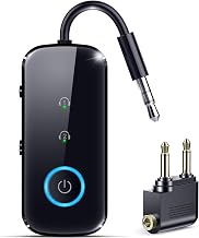 2-in-1 Bluetooth 5.4 Transmitter Receiver,Airplane Audio Adapter,Wireless Transmitter for TV/PC/Gym/Switch. Supports up to 2 AirPods/Headphones,Bluetooth Receiver for Car/Home Stereo (Ebony)
