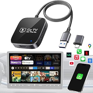 2-in-1 Wireless CarPlay Adapter & Car TV Mate Pro [Autolink Pro 2026, Metal & Glass Case] Convert Wired to Wireless Car Play with HDMI Input, Screen Mirroring & Streaming, Fit for 2016+ Cars -Black
