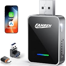 2 in 1 Wireless CarPlay and Android Auto Adapter, One-tap Switch for iPhone & Android, 3s Fast Auto-Connect, Converts Wired to Wireless, Plug & Play for iOS 12+, Cars 2016+