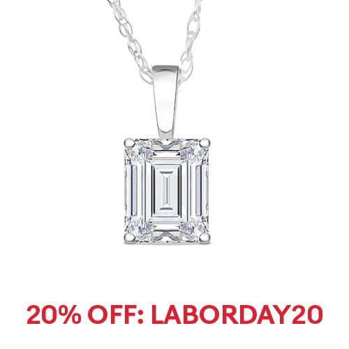 2 Ct Emerald Diamond Solitaire Pendant 14k White Gold Lab Grown