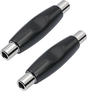 2-Pack 6.35mm Female to Female Coupler Adapter - Zinc Alloy Body 1/4&rsquo; TRS Connector, Silver-Plated Contacts, Compact 2.9inch Connector for Guitar/Amplifier/Audio Signals