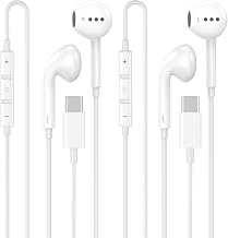 2 Pack Apple MFi Certified Wired USB C Headphones USB C for iPhone 17 16 15 | Wired Earbuds/Earphones USB C with Built-in Remote to Control Music/Phone Calls/Volume for iPhone 17 16 15 Pro Max, Galaxy