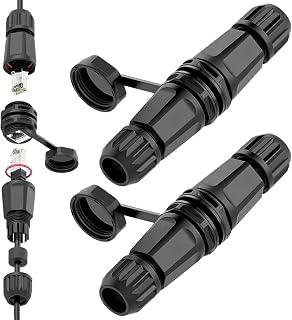 2-Pack Cat6A Waterproof Ethernet Coupler, IP68 RJ45 Inline Connector, 10Gbps Shielded M25 Panel Mount Extender for Outdoor CCTV, PoE,Industrial