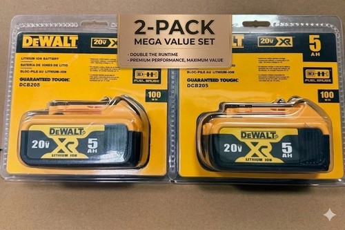 2 Pack DEWALT DCB205 20V Max XR 5.0Ah Lithium-Ion Battery New In Pack Batteries