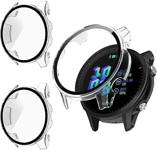 2 Pack for Garmin Forerunner 255s/255s Music 41mm Screen Protector Case, Hard PC Bumper Full Coverage Protective Accessories Built-in Tempered Glass Film