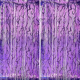 2 Pack Kpop Birthday Decorations, Fufuddz Rumi Backdrop, 3.3 x 6.6 ft Purple Rumi Music Foil Fringe Curtains for Boys Girls Fans Graduation Idol Movie Party Bachelor Birthday Party Supplies