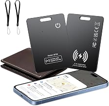 2 Pack Wallet Tracker Card [Apple MFi Certified] (iOS only), IP68 0.11in Rechargeable Smart Card Work with Apple Find My, Keys Finder and Item Locator for Passport, Bags, Laptop, Black