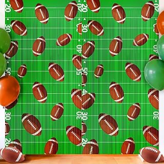 2 Packs Football Foil Fringe Curtain Football Party Decorations 3.3x6.6 Ft Tinsel Backdrop Green Foil Party Streamer for Birthday Party Decorations Sport Themed Decor Supplies