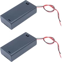 2 Pcs 2 Slots AA Battery Holder with Leads Switch Cover Portable Battery Storage for Electronics