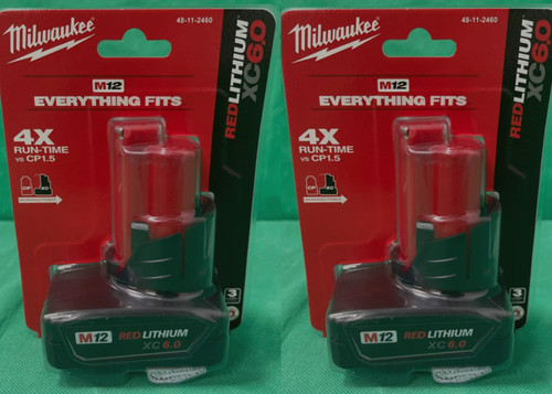 2 PCS MіІwaukеe 48-11-2460 M12 12V RED LITHIUM XC 6.0 Extended Capacity Battery