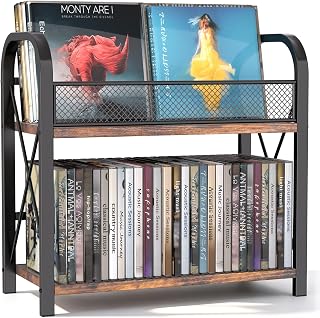2-Tier Wood CD Storage Holder, Compact Display Shelf CD Organizer