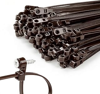 200 PCS 6 inch Brown Zip Ties with Screw Hole 70lbs Mountable head Cable Ties Straps Multipurpose Heavy Duty Nylon Cable Zip Ties with Screw Mounting Hole