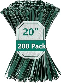 200PCS 20 inch Garden Green Zip Ties 78LBS Tensile Strength Self-Locking heavy duty UV Resistant Cable Tie Wraps for indoor and outdoor use(Garden Green)