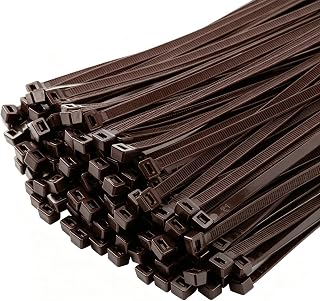 200PCS 8 inch Brown Zip Ties 75LBS Tensile Strength Self-Locking heavy duty UV Resistant Cable Tie Wraps for indoor and outdoor use(Black)
