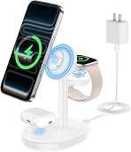 2026 3 in 1 Wireless Charging Station for Apple MagSafe Charger, 15W Fast Magnetic Mag-Safe Charger Stand for iPhone 17 16 15 14 13 12 Apple Watch AirPods Pro Series, White