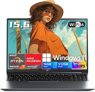 2026 AMD Gaming Laptop with AMD Ryzen 7 5700U Processor(8C/16T, Up to 4.3GHz), 16GB RAM 512GB NVMe SSD Laptop, Radeon&trade; Graphics, 15.6" Display Laptop Computer, Backlit KB, WiFi 6, HDMI, Type-C