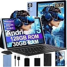 2026 Android 15 Tablet with Keyboard | Gemini AI, 30GB+128GB Octa-Core Electronics Tablets w/ 10 Inch IPS HD Display, 8000mAh, 5G WiFi, 1TB Expand, Mouse+Case, BT 5.0, Widevine L1, Metal Body -Blue