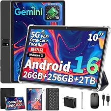2026 Android 16 Tablet with Keyboard - 10 Inch Tablet with Gemini AI(Black) | 26GB+256GB+2TB Expand, AI Electronic Tablet PC with 8-Core, WiFi, 8000mAh, GMS, GPS, 2 in 1 Tablet with Mouse, Case, Stylus