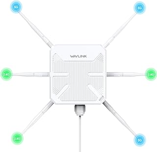 2026 AX3000 Outdoor WiFi 6 Extender, WAVLINK Long-Range WiFi Access Point | Dual Band/PoE/IP67 Waterproof/6 x 7dBi Antennas, Supports Up to 256 Devices for Garage, Yard,Farm