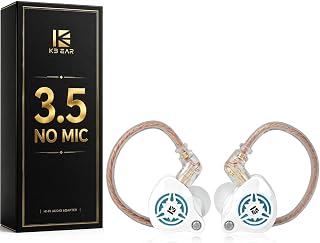 2026 Latest erabuds,KBEAR BK1 Wired Gaming Earbuds,10mm Single DD in Ear Monitor,HiFi Headset Wired Earbuds IEM Earphones with Detachable Cable for Gaming/Music/Video (White, 3.5 with mic)