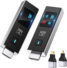 2026 New Wireless HDMI Transmitter and Receiver, 360FT/110M Extender 4K Decode 1080P@60Hz Output with LED Display, Plug&Play 5.8+2.4G Streaming Video/Audio from PC/Laptop/TV Box to Monitor