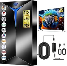 2026 Premium TV Antenna Indoor Outdoor &ndash; 3500+ Miles Long Range for Local Channels, Built-in Amplified Signal Booster, Supports 8K/4K/1080P HD, Easy Setup with 26ft Coax Cable for Smart TV