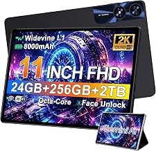 2026 Tablet 11 Inch, 24GB+256GB+2TB, Android Tablet with 8000mAh, Electronics Tablets with Octa Core, 13+5MP Camera, Widevine L1, IPS Touchscreen, 5G WiFi, BT5.0, GPS, Metal Tablet with case - Black
