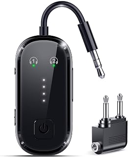 2026 Upgrade Pro Bluetooth 6.0 Transmitter Receiver &ndash; 2-in-1 Adapter | For TV, plane, gym, car & home. Dual Link for 2 headphones. Low latency, stable. Works with all AirPods & wireless headphones