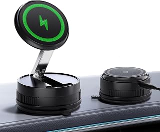 2026 Upgraded 15W MagSafe Car Mount Charger,Magnetic Wireless Car Charger,360&deg; Rotatable Strong Hold Car Phone Mount with Vacuum Suction Cup & Nano Adhesive Base for iPhone 17 16 15 14 13 12,Samsung