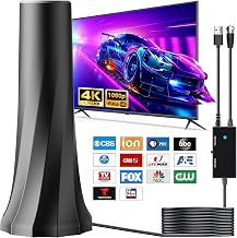 2026 Upgraded TV Antenna for Smart TV, Digital Antenna for Local Channels, 3200+ Miles Range TV Antenna Indoor with 360&deg; Signal Strongest Booster, Supports 1080P 4K 8K Reception HD 16.45FT Cable