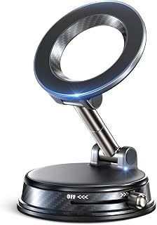 2026 Upgraded Vacuum Magnetic Car Phone Holder, 85LBS Strongest Suction & 2600gf Magnetic for Magsafe Car Mount, 360&deg; Adjustable Foldable Cell Phone Holders for Your Car for iPhone 17 16 15-Dark
