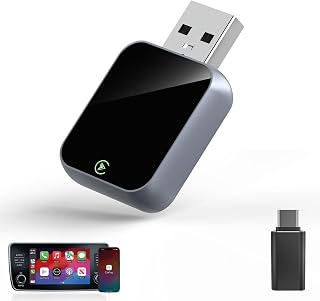 2026 Upgraded Wireless CarPlay Adapter for Factory Wired CarPlay Cars, Fast 5GHz WiFi Smart Car Audio Dongle, Plug & Play, No Audio Delay, Low Latency, Mini Size,Black