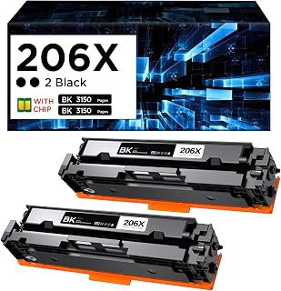 206X Toner Cartridges (with Chip) Replacement for HP 206X 206A High Yield Compatible with LaserJet Pro MFP M282nw M283fdw M283fdn Pro M255dw M255nw Printer (2 Black)