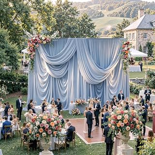 20ftx15ft Dusty Blue Backdrop Curtains for Parties, Wrinkle Free Polyester Photo Backdrop Drapes 4 Panels 15 ft Long Back Drop Cloth Drapery for Wedding Birthday Photography Background Party
