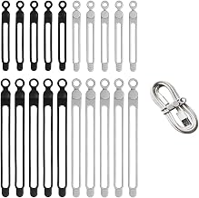 20Pcs Silicone Elastic Cord Organizer, 4.2Inch&7Inch, Black, Gray