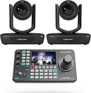 20X NDI PTZ Camera Kits - 2pcs 20X AI Auto Tracking NDI Camera with 1pcs IP Joystick Controller Package for Church Live Streaming Video Production（2X LV20N and 1x AV-Joy-IP）