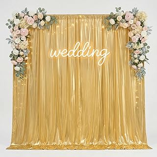 20x8ft Gold Sequin Backdrop Curtain Panels,Non-Shedding Pure Gold Drapes，Glitter Shimmer Drapes for Wedding Birthday Party Photography Decorations 4Panels(5x8ft Each)
