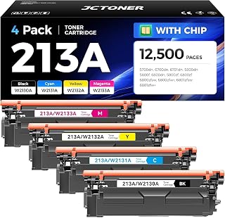 213A Toner Cartridge 4 Pack with Chip Compatible with HP 213A 213X W2130X W2130A Replacement for HP Color LaserJet Enterprise 5700dn MFP 5800dn 6700 6701dn MFP 6800 6801dn Printer Ink Copier Scanner