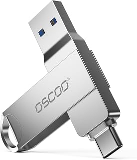 256GB Dual USB Flash Drive, USB 3.2 Gen1 Thumb Drive | Dual USB-C+A Jump Drive, Metal Housing, Swivel Design for Storage and Backup