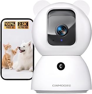 2.5K Pet Camera Indoor with Phone App, Dog/Cat Camera | 4MP Indoor Camera for Home Security, Baby Monitor with Free AI Person/Pet/Cry Detection, Pan Tilt 2.4GHz WiFi, Full Duplex 2-Way Audio