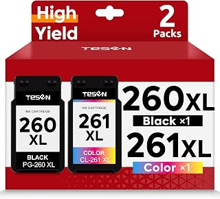 260XL 261XL Ink Cartridges Replacement for Canon 260 and 261 PG-260 CL-261 XL High Yield for TS6400 TS6420 TS6420a TR7000 TR7020 TR7020a TS5300 TS5320 Printer Ink Cartridge(1 Black, 1 Tri-Color)