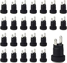 26Pcs 5.5mm x 2.1mm 2 Pin DC Power Jack Female Panel Mount Connector for Electronics, DIY Projects, and Repair Applications(Black)