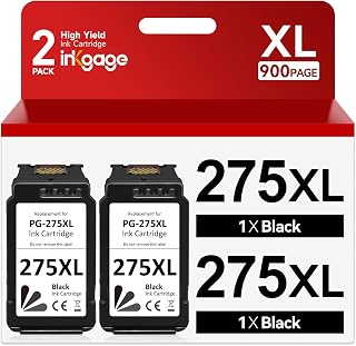 275XL Ink Cartridges For Canon Printers PG-275 Black Ink Cartridge, 2-Pack High Yield PG275 XL For Canon Pixma TS3500 TS3520 TS3522 TS3700 TS3720 TS3722 TR4700 TR4720 TR4722, 900 Pages, Show Ink Level
