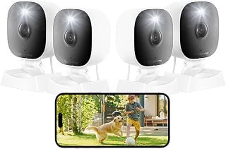 2K Cameras for Home Security,Indoor/Outdoor for Baby/Elder/Pet Monitoring with Phone app,Plug&Play,Color Night Vision,2-Way Audio 24/7 Recording,Support 128G Card ( Not Included),4 pcs,6.56ft Wire