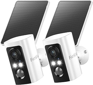 2K Security Cameras Wireless Outdoor with Solar Panels, Battery Powered Cameras for Home Security, Color Night Vision, AI Motion Detection, Spotlight & Siren Alarm, 2.4GHz, Waterproof，White-2P