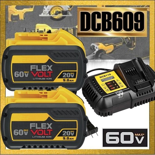 2Pack 9.0Ah for DeWalt FLEXVOLT 20V/60V MAX Battery Lithium-ion DCB609 /Charger