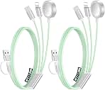 2Pack Travel Essentials for Apple Watch Charger,3-in-2 Multi Charging Cable