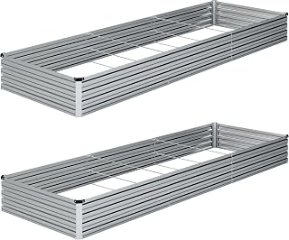 2PCS 10x3x1ft Galvanized Raised Garden Bed Kit,Gardening Planter Box | Outdoor Elevated Metal Planter Box For Vegetables, Flowers, Herbs, Anti-Rust Galvanized Steel, Open Drainage, Sturdy (Silver)